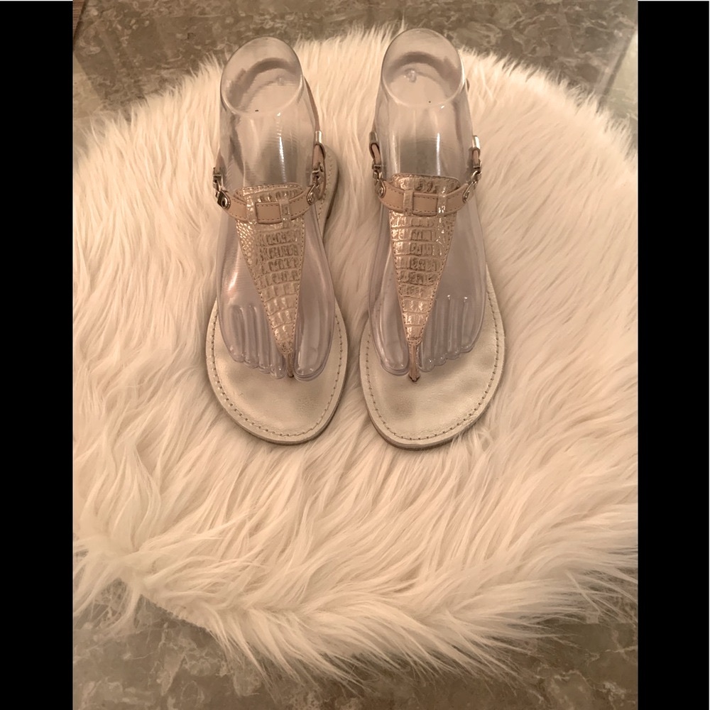 Vince Camuto beige and gold flat sandals